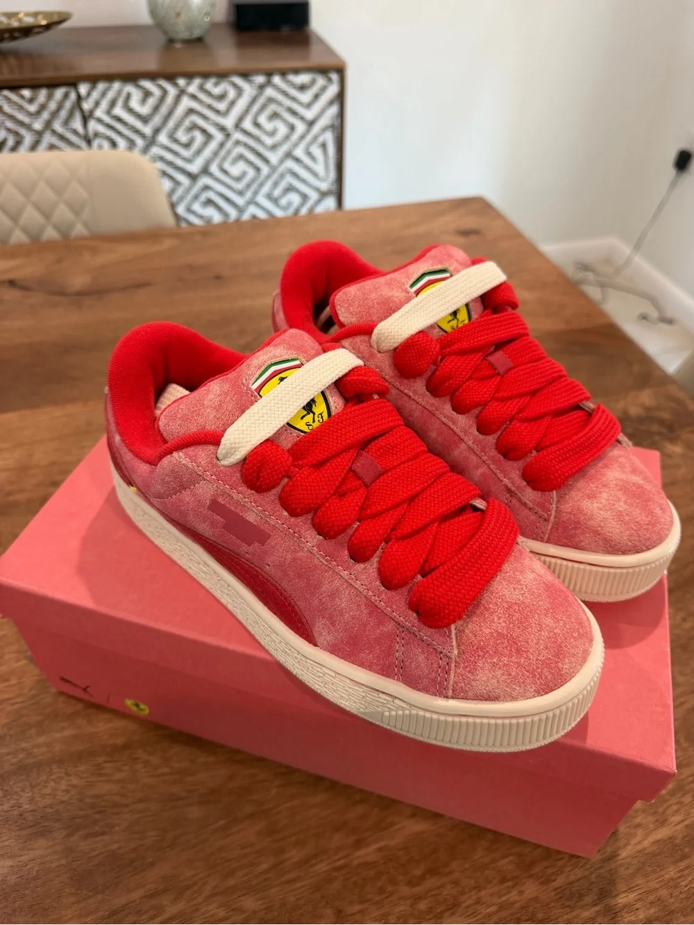 Puma Ferrari Suede XL Junior US 6 Red and Pink Sneakers